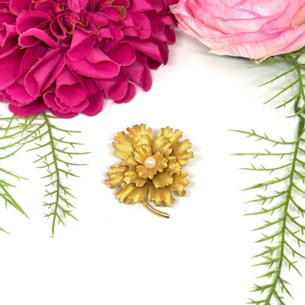 VINTAGE⚜️GORGEOUS Brushed Golden Blooming Flower Brooch